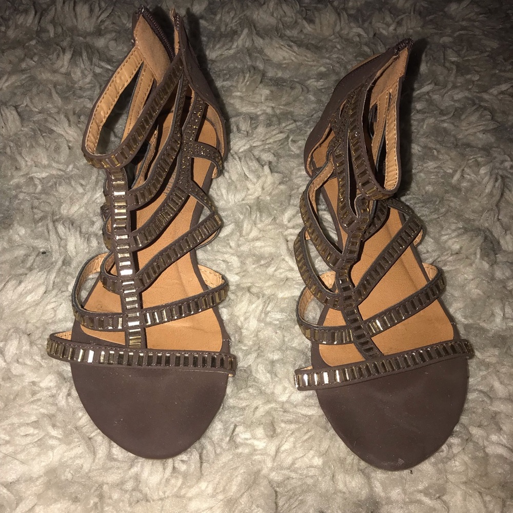 Brown sparkly sandals